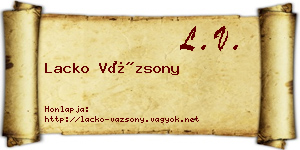 Lacko Vázsony névjegykártya